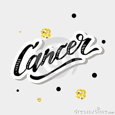 Cancer lettering Calligraphy Brush Text horoscope Zodiac sign Cartoon Illustration