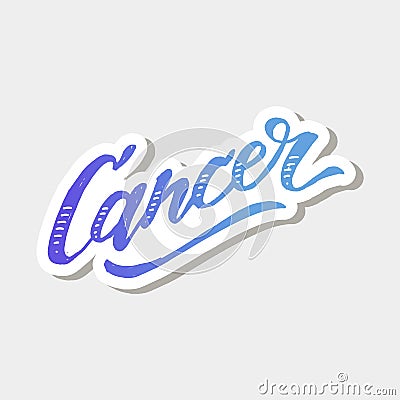 Cancer lettering Calligraphy Brush Text horoscope Zodiac sign Cartoon Illustration