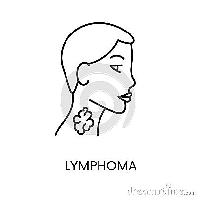 Cancer lymphoma line icon vector cancer malignant disease Vector Illustration