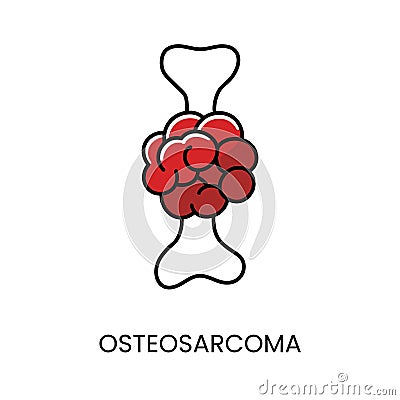 Cancer osteosarcoma line icon vector cancer malignant disease Vector Illustration