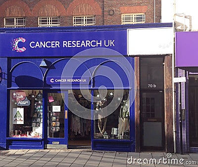 Cancer research charity shop. Editorial Stock Photo