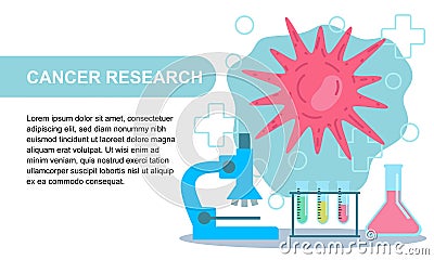 Cancer Research Laboratory Equipment and Virus Illustration Vector Illustration