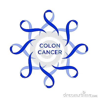 Cancer ribbon dark blue color representing the support of tackling cancers Vector Illustration
