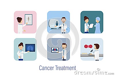 Cancer treatment avatars Vector Illustration