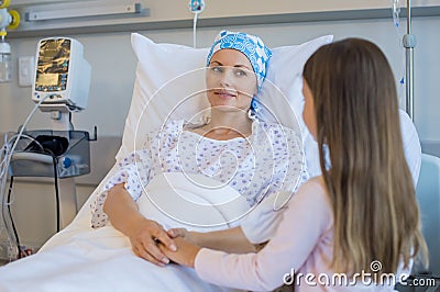 Cancer woman with daughter Stock Photo