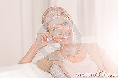 Cancer woman with positive attitude Stock Photo