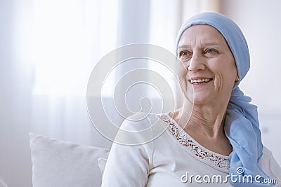 Cancer woman smiling with hope Stock Photo