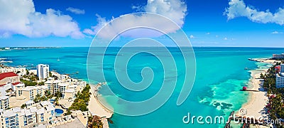 Cancun aerial view Hotel Zone of Mexico Stock Photo