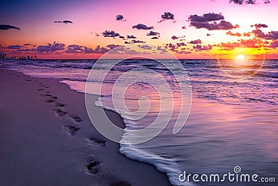 Cancun beach at sunset Stock Photo