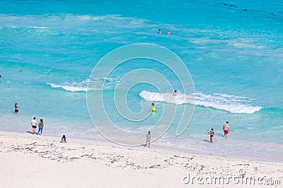 View of Cancun beach in Caribbean Sea. Exotic Paradise. Travel, Tourism and Vacations Concept Editorial Stock Photo