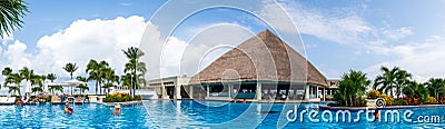 View of swimming pool at Moon palace resort, Cancun Editorial Stock Photo