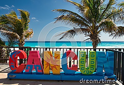 Cancun Mexico blue skys sun and sea Stock Photo