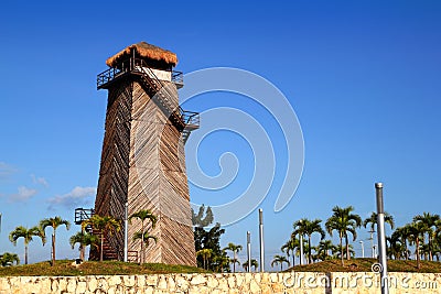 Cancun old airport control tower old wooden Stock Photo