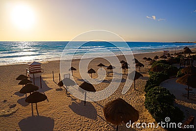 Cancun sunrise at Delfines Beach Mexico Stock Photo