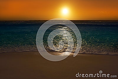 Cancun sunrise at Delfines Beach Mexico Stock Photo