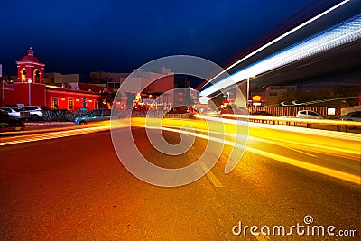 Cancun sunset at Blvd Kukulcan Mexico Stock Photo