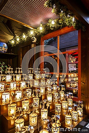 Candels at Christmas market Stock Photo