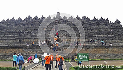 Visitors to Borobudur Temple will enter the tourist area Editorial Stock Photo