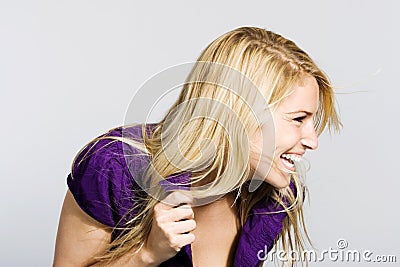 Candid portrait of a laughing woman Stock Photo