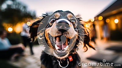 Candid shot of a dog with its tongue sticking out, giving a goofy expression, AI-Generated Stock Photo