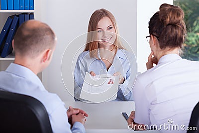 Candidate presenting application Stock Photo