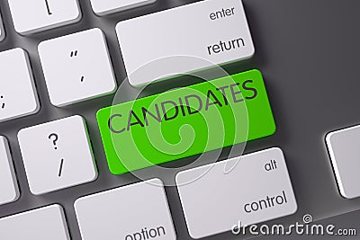 Candidates CloseUp of Keyboard. 3D Illustration. Stock Photo