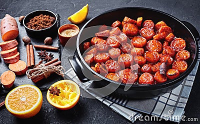 Candied yams or sweet potatoes, top view Stock Photo