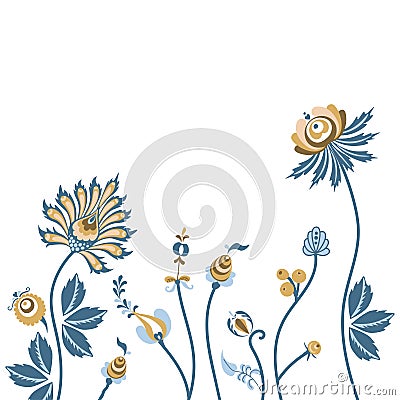 Candinavian Floral background for greeting cards, posters, banners, instagram posts and other square shape projects Vector Illustration