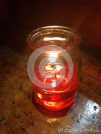 Candle aroma red flame lamp romantic Stock Photo