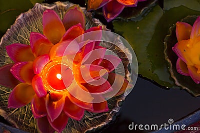 Candle Aromatic lotus. Stock Photo