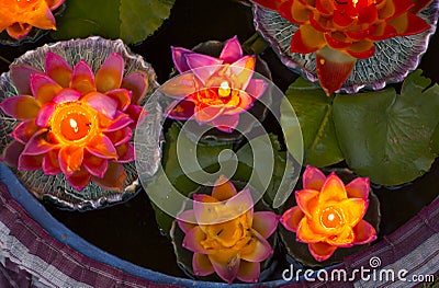 Candle Aromatic lotus. Stock Photo