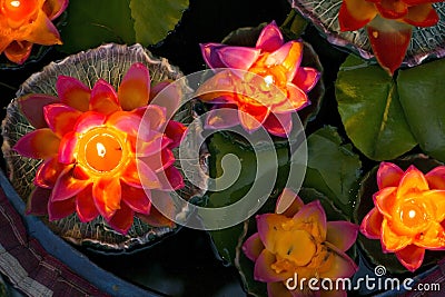 Candle Aromatic lotus. Stock Photo