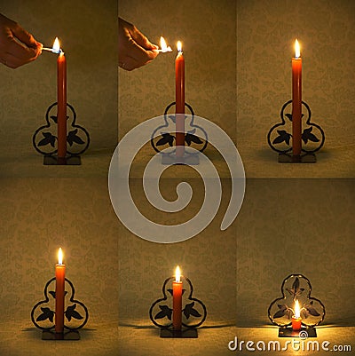 Candle Burning Down Stock Photo