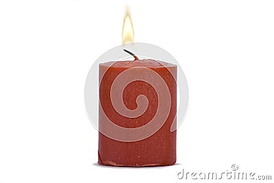 Candle Burning on White Stock Photo