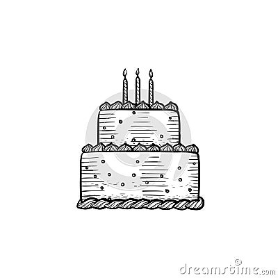 Candle cake head hand drawn outline doodle icon. Vector Illustration
