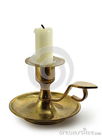 Candle within candlestick Stock Photo