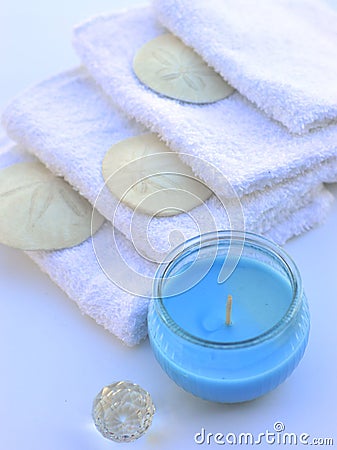 Candle decoration towel spa salon. Stock Photo
