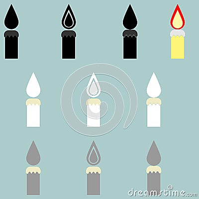 Candle different colour it is icon. Vector Illustration