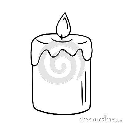 Candle doodle,power outage lighting.Decoration for birthday party,romantic Valentine's Day dinner candlelight Vector Illustration