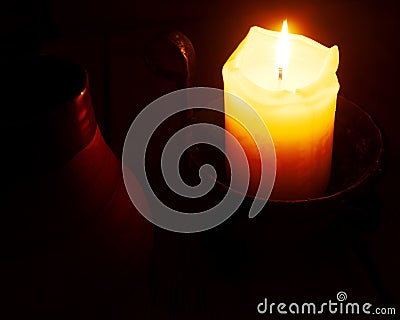 Candle and Ewer Stock Photo