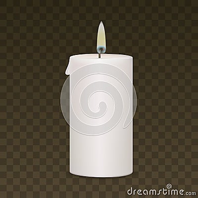 Candle Flame Fire Light Isolated on Background. Realistic Vector Illustration Stock Photo