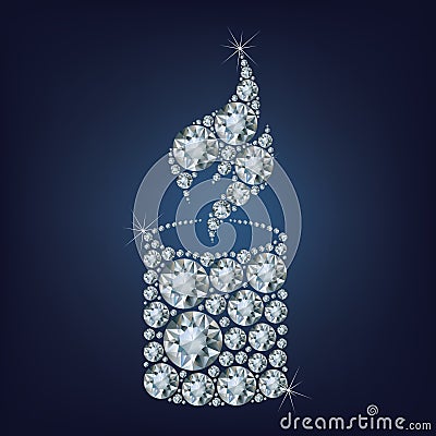 Candle flame light made a lot of diamonds Vector Illustration