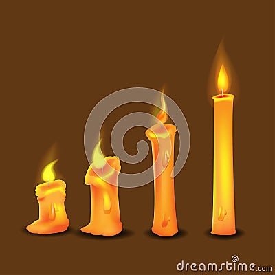 Candle Frame Burn Collection Set Vector Vector Illustration