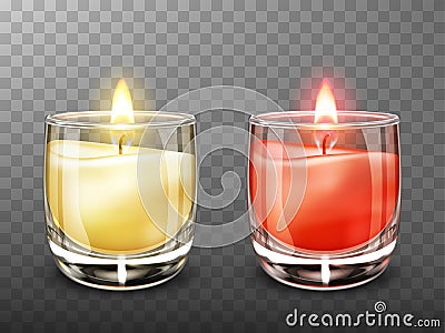 Candle in glass jar realistic illustration Vector Illustration