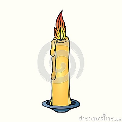 Candle, hand drawn doodle, simple colorful drawing, sketch illustration Cartoon Illustration