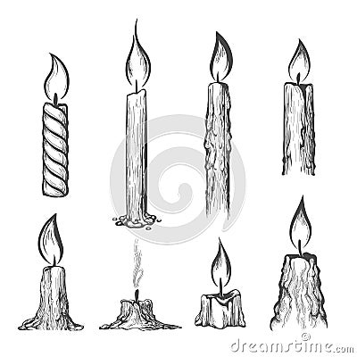 Candle hand drawn set Vector Illustration