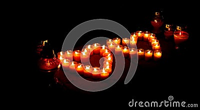 Candle of hearts. Stock Photo