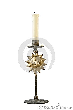 Candle holder with sun symbol Stock Photo