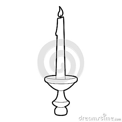 Candle icon, outline style Vector Illustration