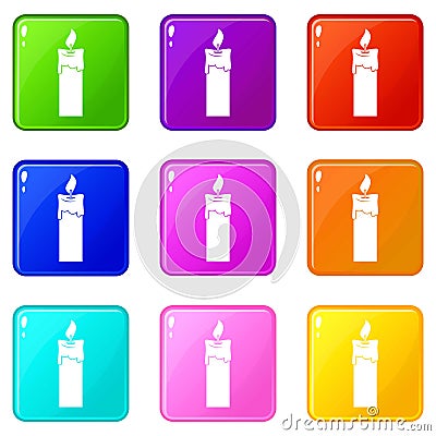 Candle icons 9 set Vector Illustration